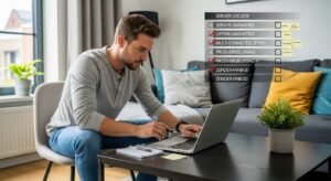 Belgische gebruiker die IPTV abonnement vergelijkt op laptop