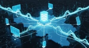 Conceptuele weergave van een CDN-netwerk dat IPTV-data verspreidt over België.