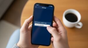 Een close-up van een gebruiker die een XMLTV-link invoert in de instellingen van een IPTV-app op een smartphone.