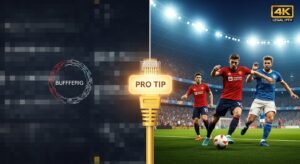 Infographic die laat zien hoe het tv-signaal via een internetrouter naar verschillende apparaten zoals tablets en smart-tv's wordt gestuurd